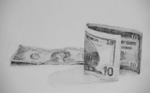 Money in Vine Charcoal